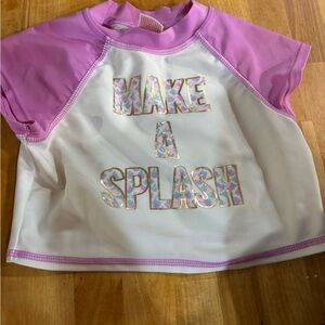 Cat & Jack Pink and White Kids Swim Rashguard - xsmall 4/5